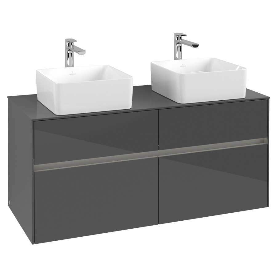 Élément inférieur COLLARO
120 x 54,8 x 50 cm
pour 2 lavabos
2 éléments à chacun 2 tiroirs
avec éclairage LED