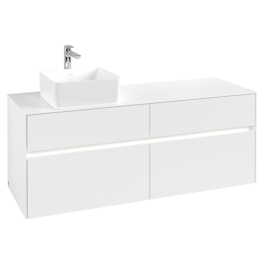 Élément inférieur COLLARO
140 x 54,8 x 50 cm
lavabo à gauche
2 éléments à chacun 2 tiroirs
avec éclairage LED