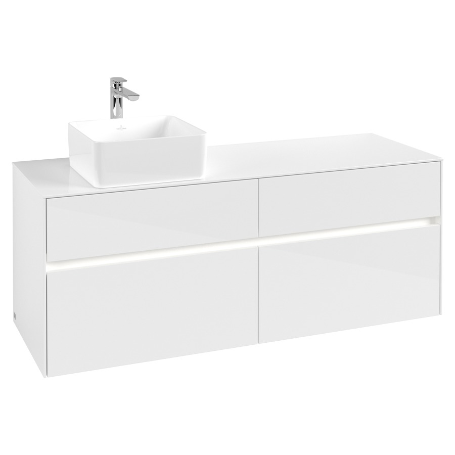 Élément inférieur COLLARO
140 x 54,8 x 50 cm
lavabo à gauche
2 éléments à chacun 2 tiroirs
avec éclairage LED