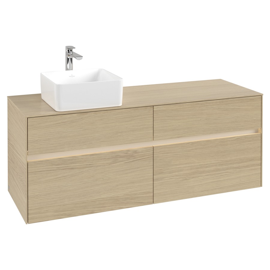 Élément inférieur COLLARO
140 x 54,8 x 50 cm
lavabo à gauche
2 éléments à chacun 2 tiroirs
avec éclairage LED
