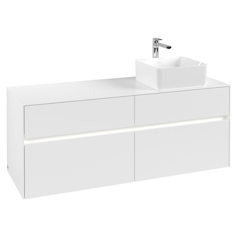 Élément inférieur COLLARO
140 x 54,8 x 50 cm
lavabo à droite
2 éléments à chacun 2 tiroirs
avec éclairage LED