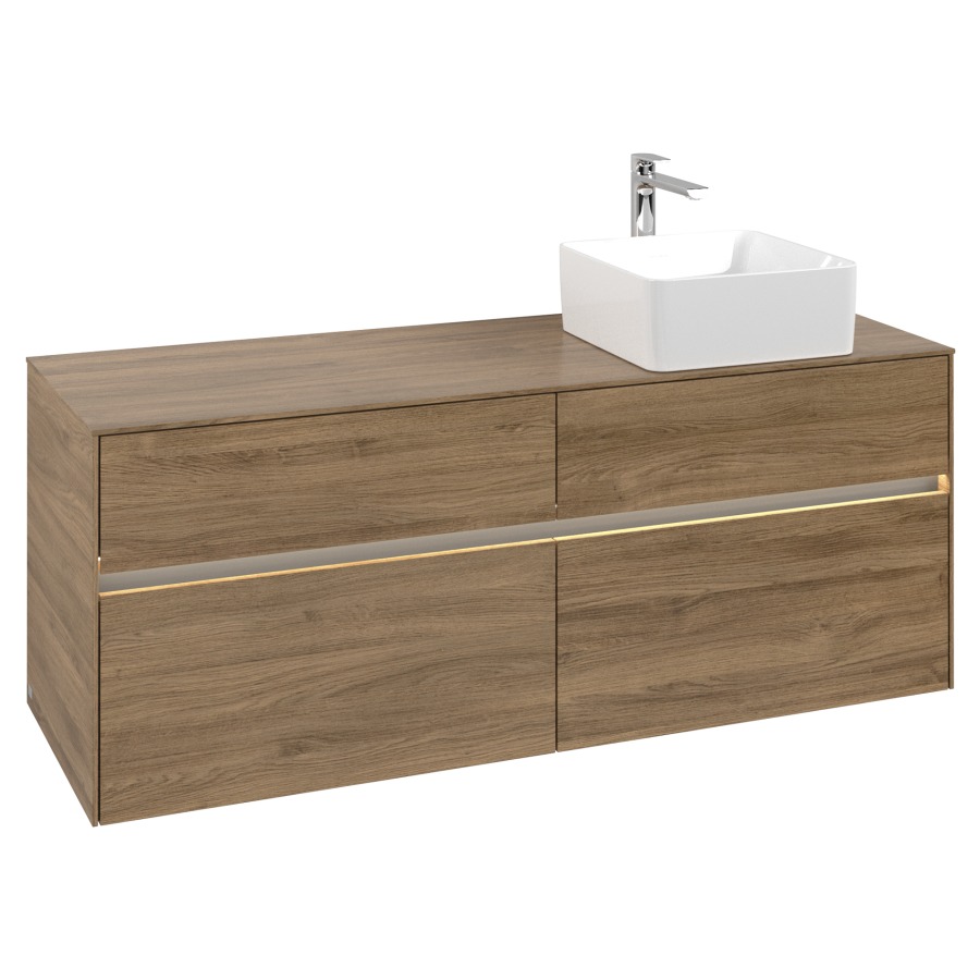 Élément inférieur COLLARO
140 x 54,8 x 50 cm
lavabo à droite
2 éléments à chacun 2 tiroirs
avec éclairage LED