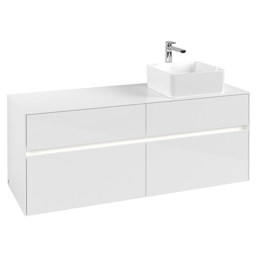 Élément inférieur COLLARO
140 x 54,8 x 50 cm
lavabo à droite
2 éléments à chacun 2 tiroirs
avec éclairage LED