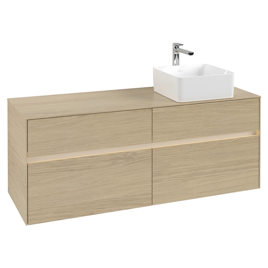 Élément inférieur COLLARO
140 x 54,8 x 50 cm
lavabo à droite
2 éléments à chacun 2 tiroirs
avec éclairage LED