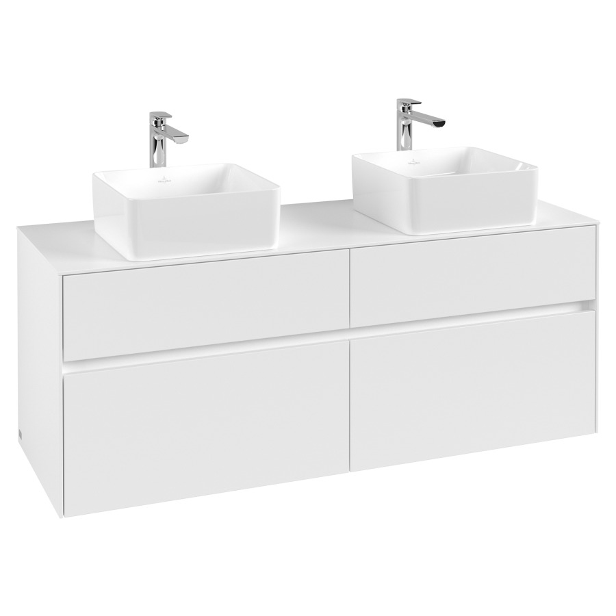 Élément inférieur COLLARO
140 x 54,8 x 50 cm
pour 2 lavabos
2 éléments à chacun 2 tiroirs
avec éclairage LED