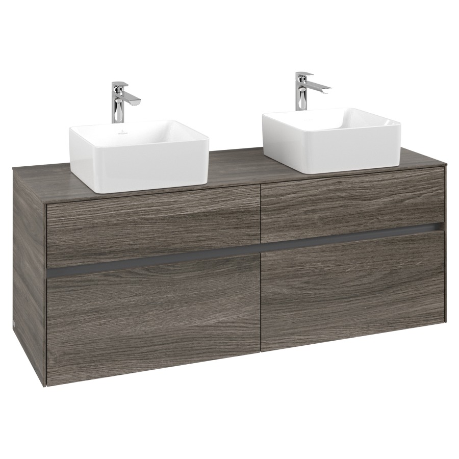 Élément inférieur COLLARO
140 x 54,8 x 50 cm
pour 2 lavabos
2 éléments à chacun 2 tiroirs
avec éclairage LED