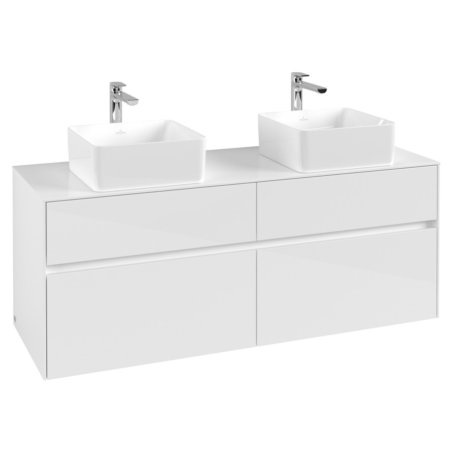 Élément inférieur COLLARO
140 x 54,8 x 50 cm
pour 2 lavabos
2 éléments à chacun 2 tiroirs
avec éclairage LED