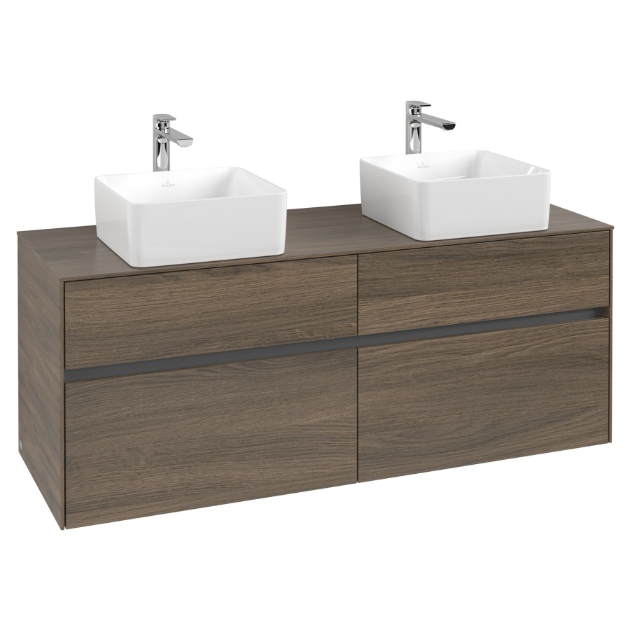 Élément inférieur COLLARO
140 x 54,8 x 50 cm
pour 2 lavabos
2 éléments à chacun 2 tiroirs
avec éclairage LED