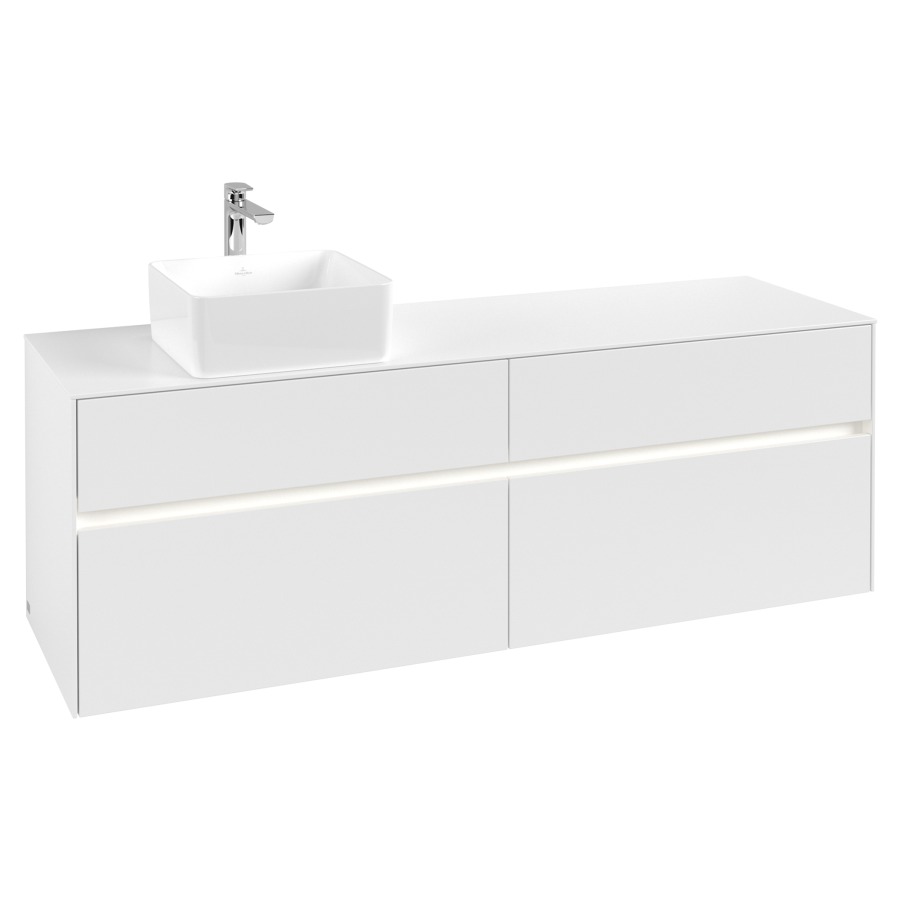 Élément inférieur COLLARO
160 x 54,8 x 50 cm
lavabo à gauche
2 éléments à chacun 2 tiroirs
avec éclairage LED