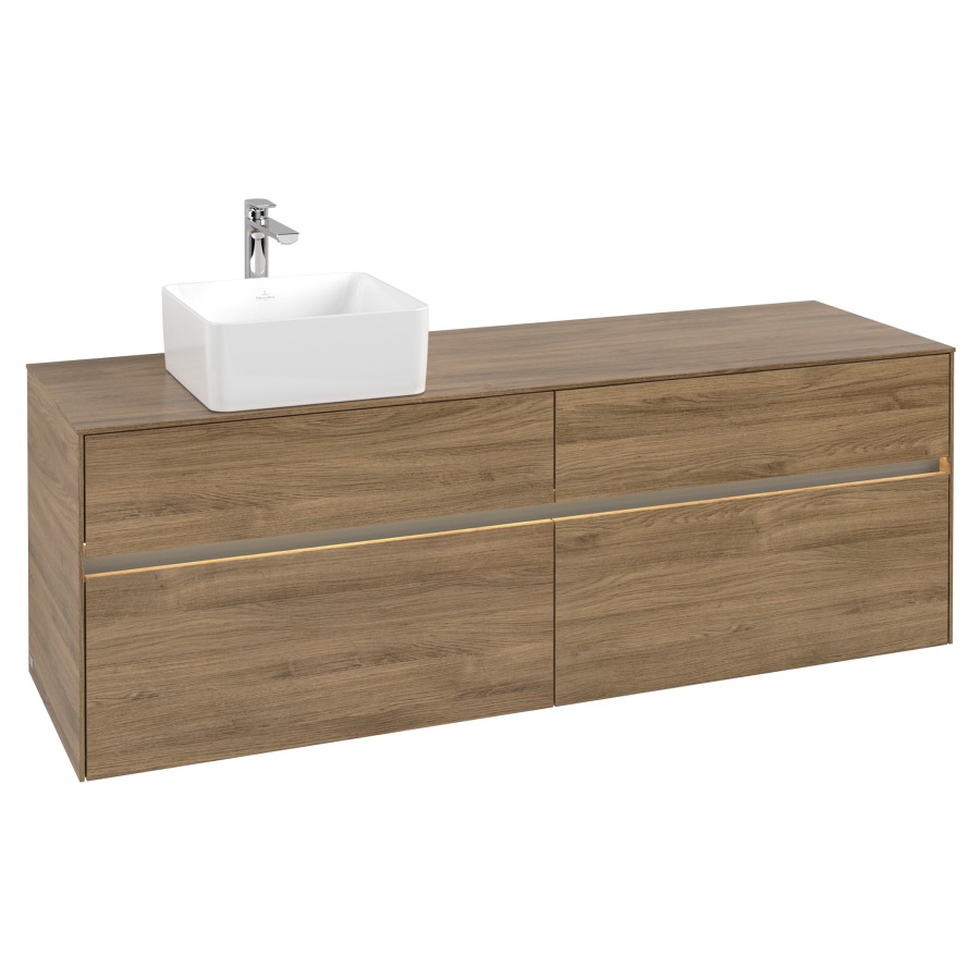 Élément inférieur COLLARO
160 x 54,8 x 50 cm
lavabo à gauche
2 éléments à chacun 2 tiroirs
avec éclairage LED