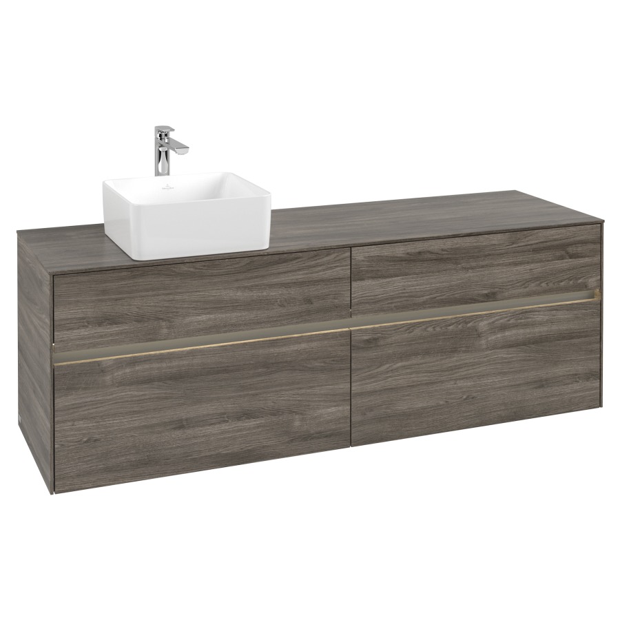 Élément inférieur COLLARO
160 x 54,8 x 50 cm
lavabo à gauche
2 éléments à chacun 2 tiroirs
avec éclairage LED