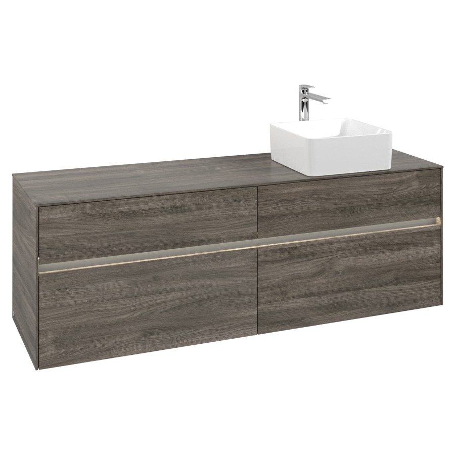 Élément inférieur COLLARO
160 x 54,8 x 50 cm
lavabo à droite
2 éléments à chacun 2 tiroirs
avec éclairage LED