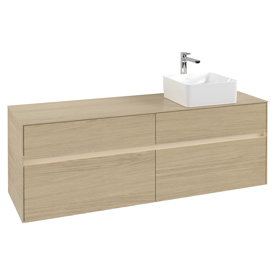 Élément inférieur COLLARO
160 x 54,8 x 50 cm
lavabo à droite
2 éléments à chacun 2 tiroirs
avec éclairage LED