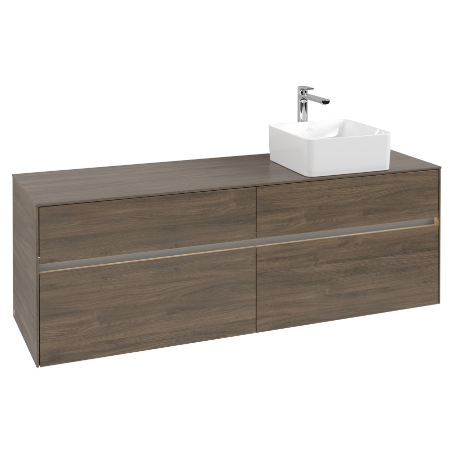 Élément inférieur COLLARO
160 x 54,8 x 50 cm
lavabo à droite
2 éléments à chacun 2 tiroirs
avec éclairage LED