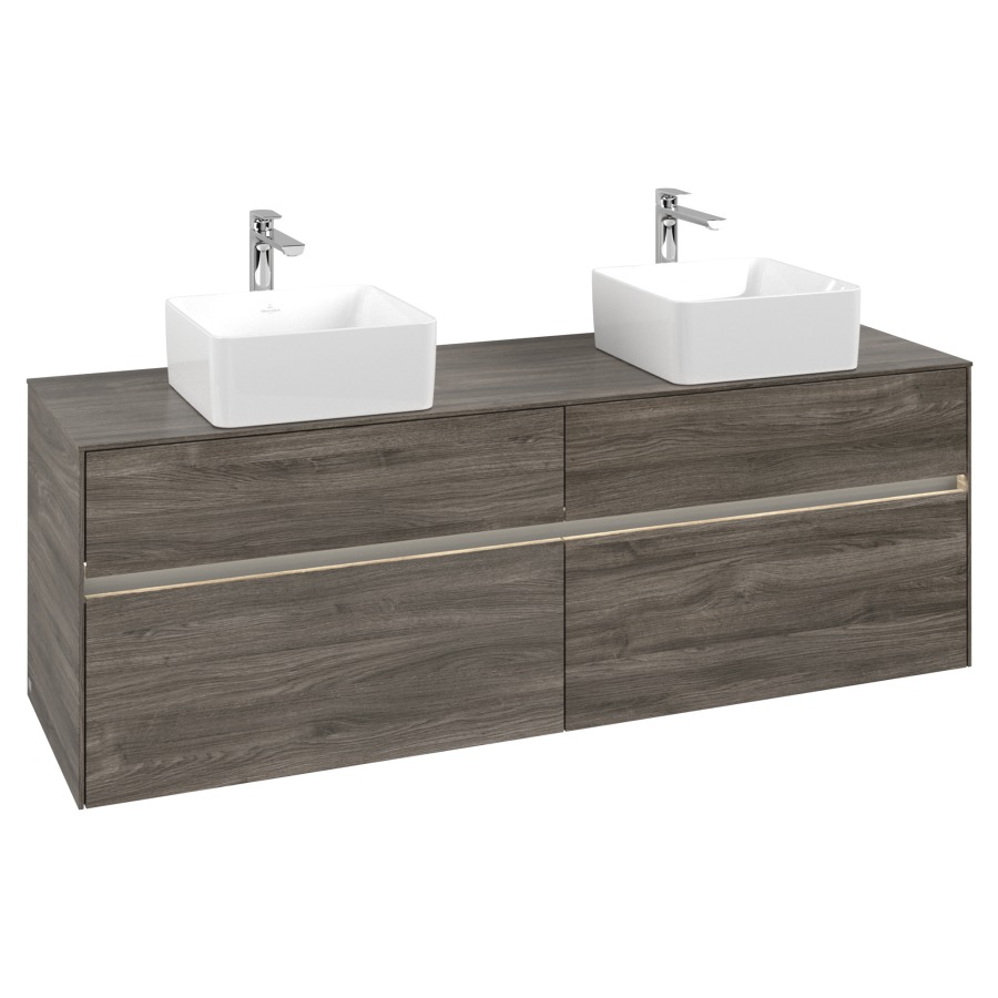 Élément inférieur COLLARO
160 x 54,8 x 50 cm
pour 2 lavabos
2 éléments à chacun 2 tiroirs
avec éclairage LED