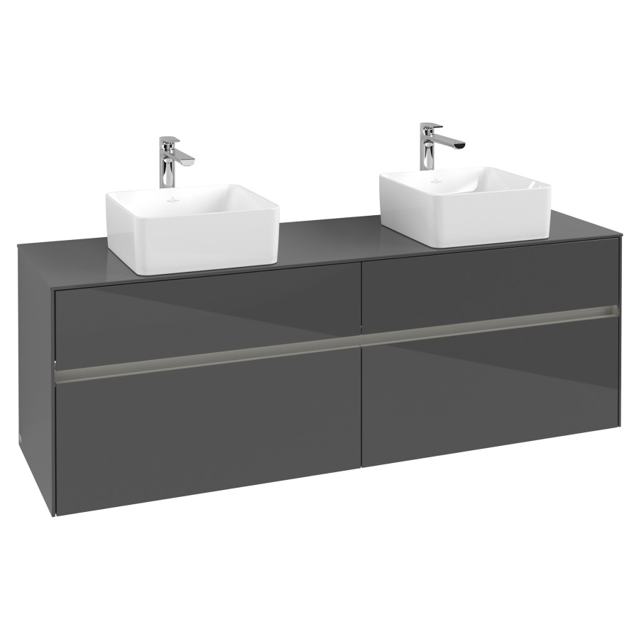 Élément inférieur COLLARO
160 x 54,8 x 50 cm
pour 2 lavabos
2 éléments à chacun 2 tiroirs
avec éclairage LED