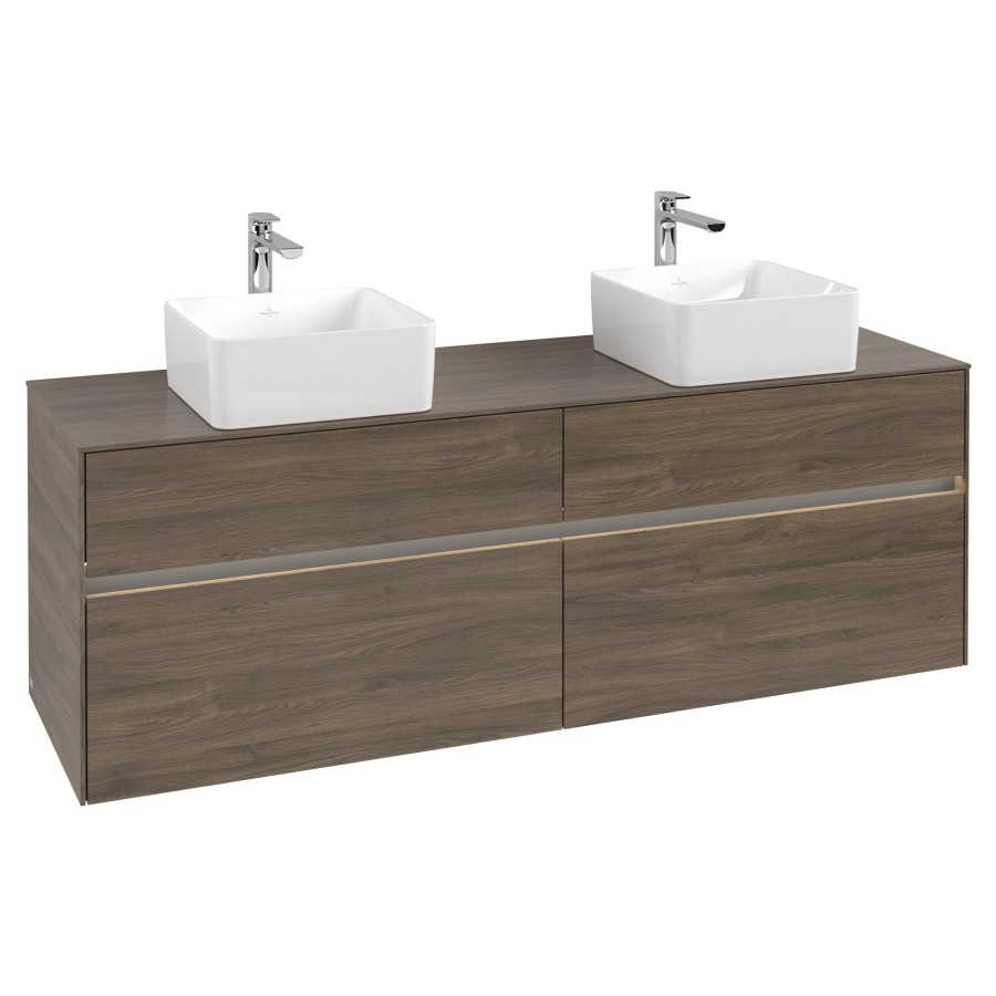 Élément inférieur COLLARO
160 x 54,8 x 50 cm
pour 2 lavabos
2 éléments à chacun 2 tiroirs
avec éclairage LED