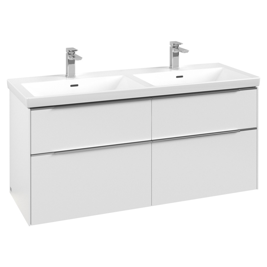 Élément inférieur SUBWAY 3.0
127,2 x 57,6 x 47,8 cm
pour lavabo double Subway 3.0
130 cm, 2 éléments à chacune
2 tiroirs, avec éclairage LED