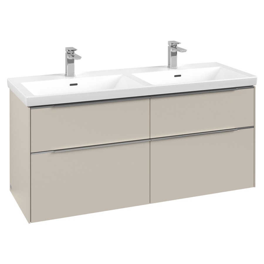 Élément inférieur SUBWAY 3.0
127,2 x 57,6 x 47,8 cm
pour lavabo double Subway 3.0
130 cm, 2 éléments à chacune
2 tiroirs, avec éclairage LED