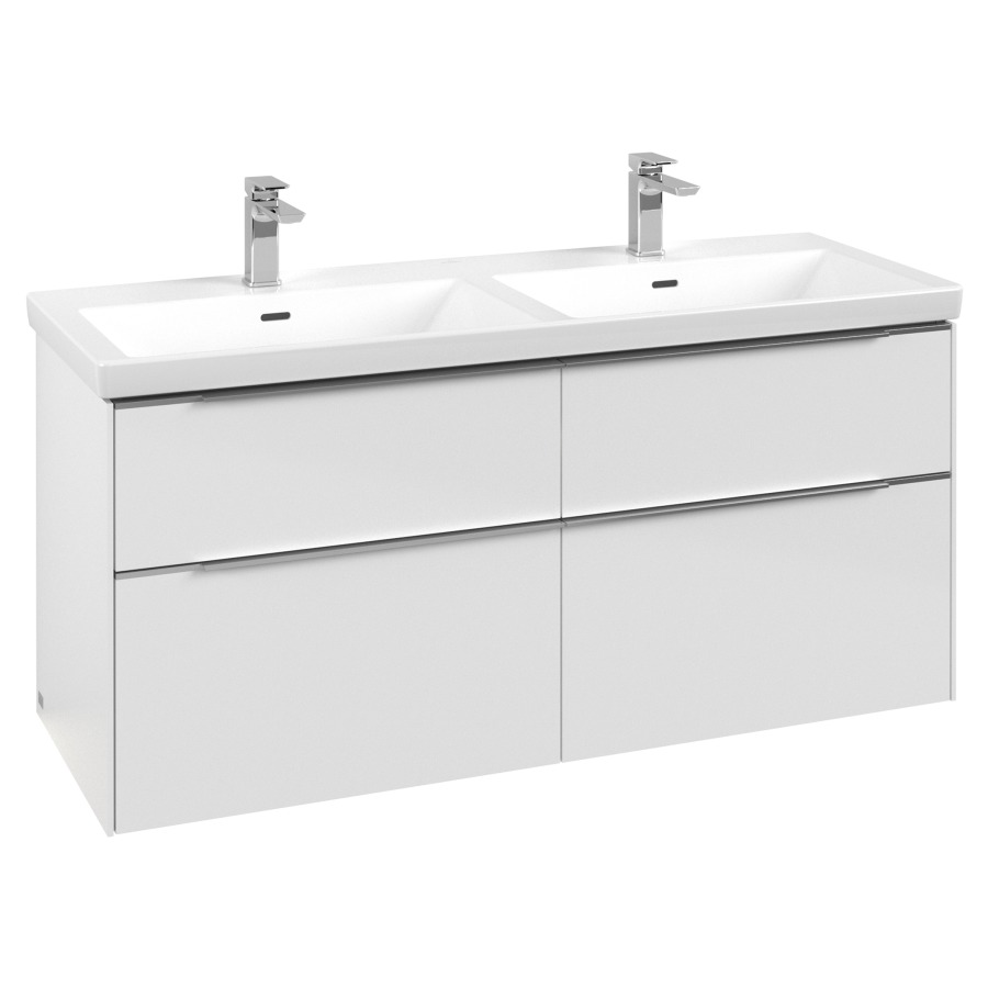 Élément inférieur SUBWAY 3.0
127,2 x 57,6 x 47,8 cm
pour lavabo double Subway 3.0
130 cm, 2 éléments à chacune
2 tiroirs, avec éclairage LED