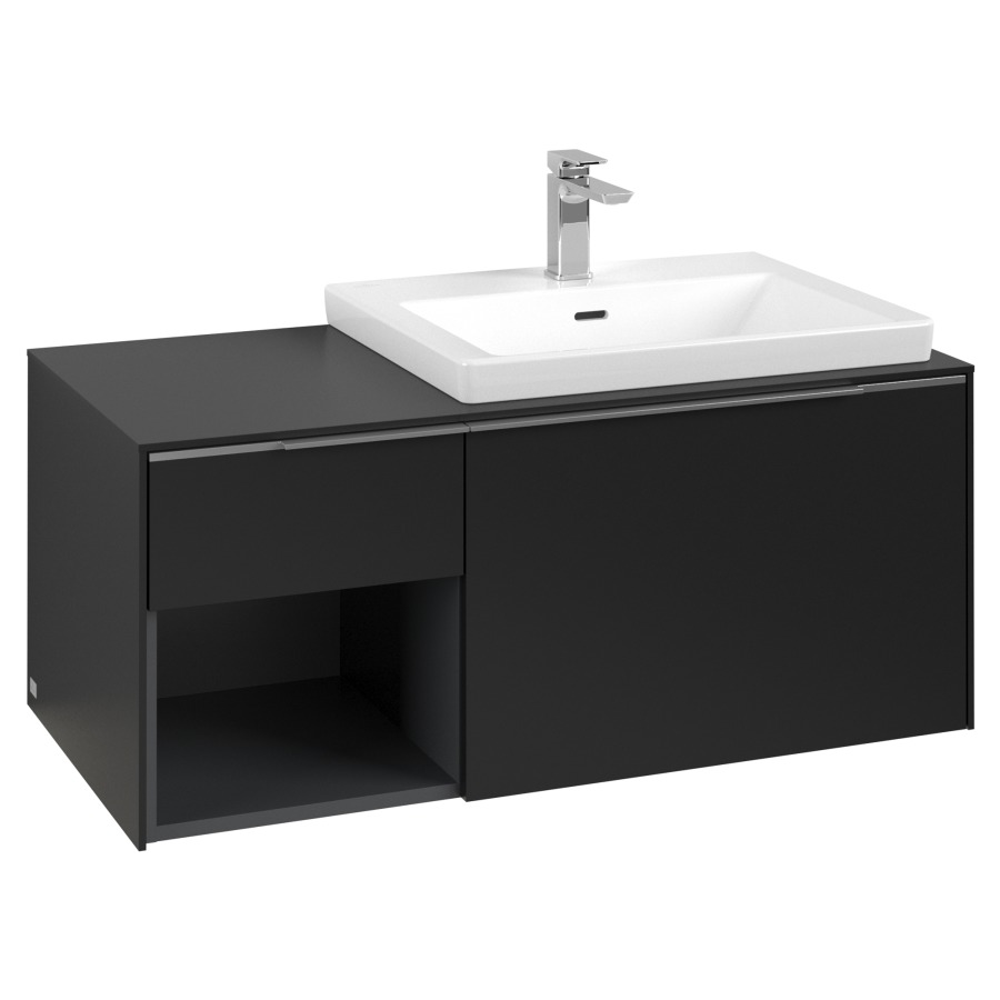 Élément inférieur SUBWAY 3.0
100,1 x 42,25 x 51,6 cm
pour lavabo Subway 3.0
60 cm, 2 éléments à chacun
1 tiroir, niche ouverte à
gauche, avec éclairage LED