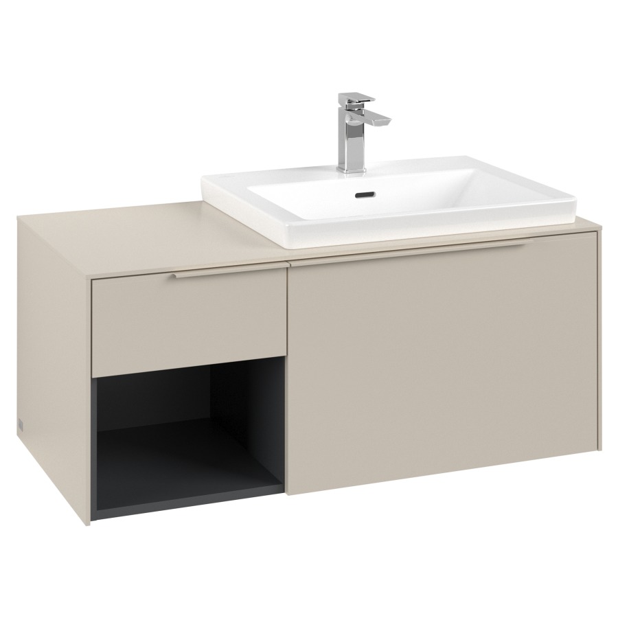 Élément inférieur SUBWAY 3.0
100,1 x 42,25 x 51,6 cm
pour lavabo Subway 3.0
60 cm, 2 éléments à chacun
1 tiroir, niche ouverte à
gauche, avec éclairage LED