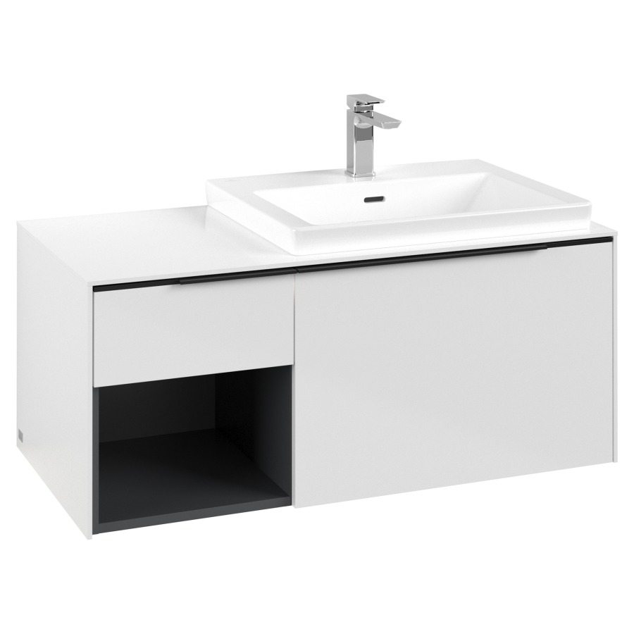 Élément inférieur SUBWAY 3.0
100,1 x 42,25 x 51,6 cm
pour lavabo Subway 3.0
60 cm, 2 éléments à chacun
1 tiroir, niche ouverte à
gauche, avec éclairage LED