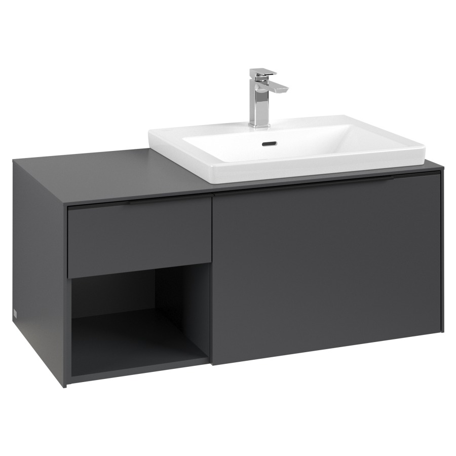 Élément inférieur SUBWAY 3.0
100,1 x 42,25 x 51,6 cm
pour lavabo Subway 3.0
60 cm, 2 éléments à chacun
1 tiroir, niche ouverte à
gauche, avec éclairage LED