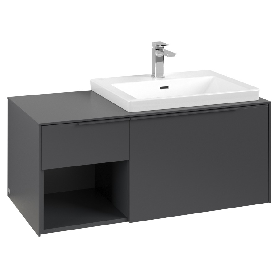Élément inférieur SUBWAY 3.0
100,1 x 42,25 x 51,6 cm
pour lavabo Subway 3.0
60 cm, 2 éléments à chacun
1 tiroir, niche ouverte à
gauche, avec éclairage LED