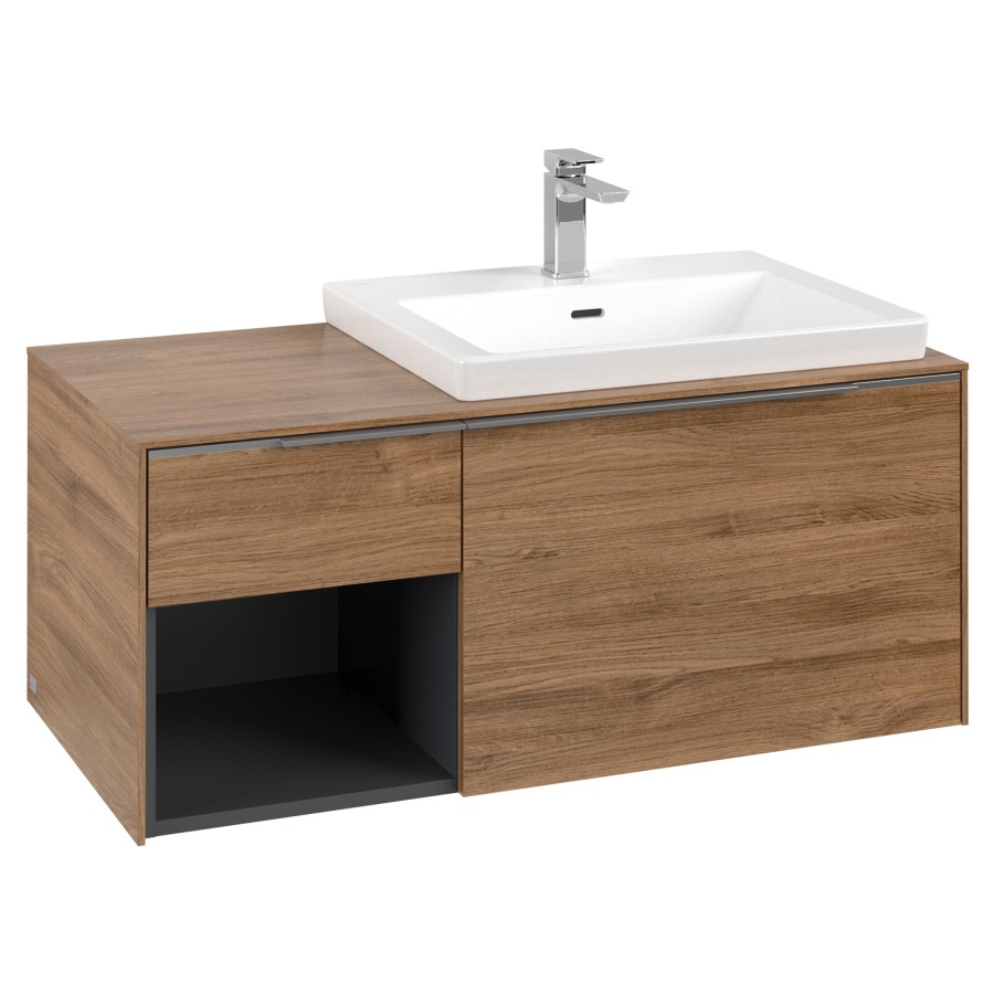 Élément inférieur SUBWAY 3.0
100,1 x 42,25 x 51,6 cm
pour lavabo Subway 3.0
60 cm, 2 éléments à chacun
1 tiroir, niche ouverte à
gauche, avec éclairage LED