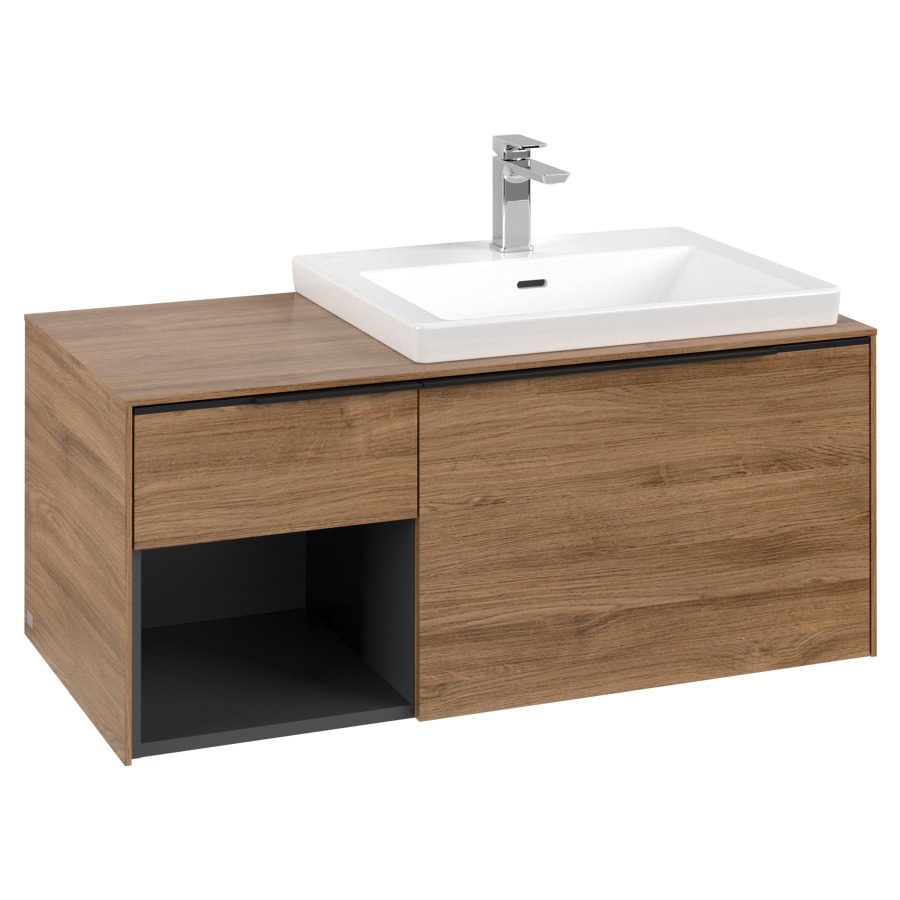 Élément inférieur SUBWAY 3.0
100,1 x 42,25 x 51,6 cm
pour lavabo Subway 3.0
60 cm, 2 éléments à chacun
1 tiroir, niche ouverte à
gauche, avec éclairage LED