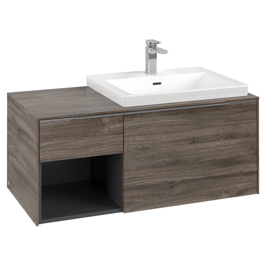 Élément inférieur SUBWAY 3.0
100,1 x 42,25 x 51,6 cm
pour lavabo Subway 3.0
60 cm, 2 éléments à chacun
1 tiroir, niche ouverte à
gauche, avec éclairage LED