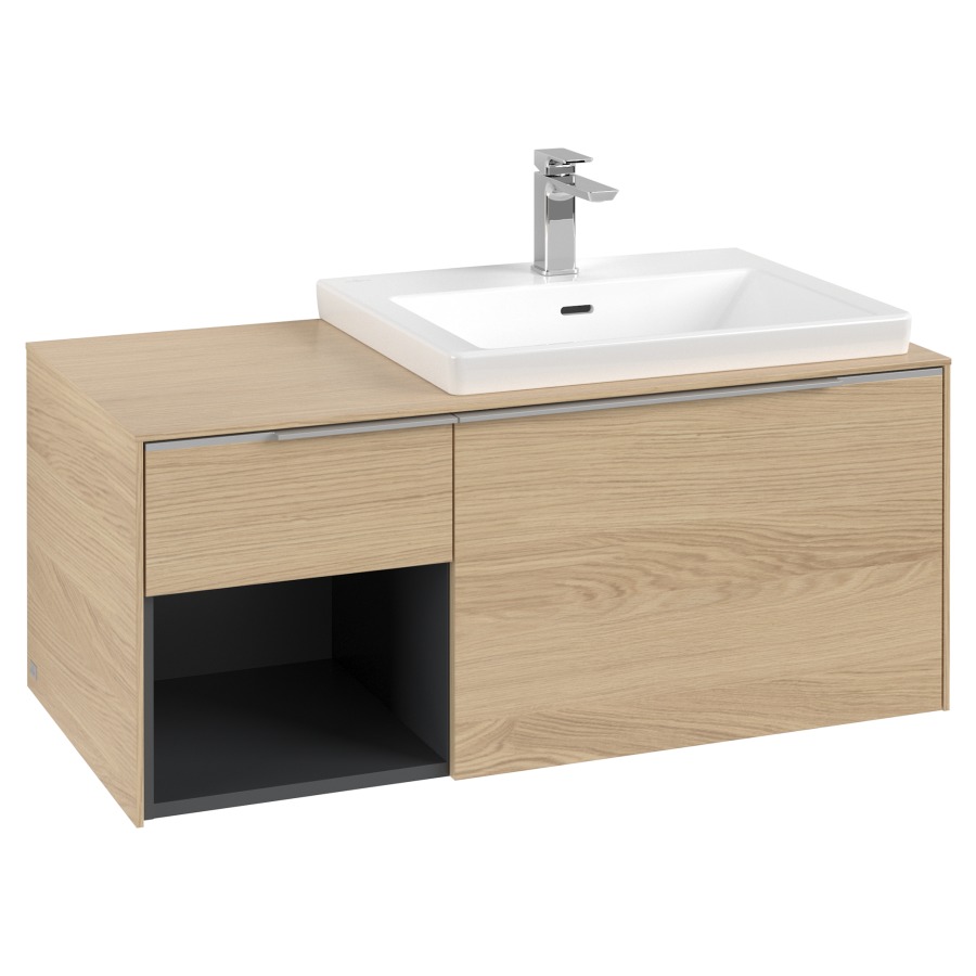 Élément inférieur SUBWAY 3.0
100,1 x 42,25 x 51,6 cm
pour lavabo Subway 3.0
60 cm, 2 éléments à chacun
1 tiroir, niche ouverte à
gauche, avec éclairage LED