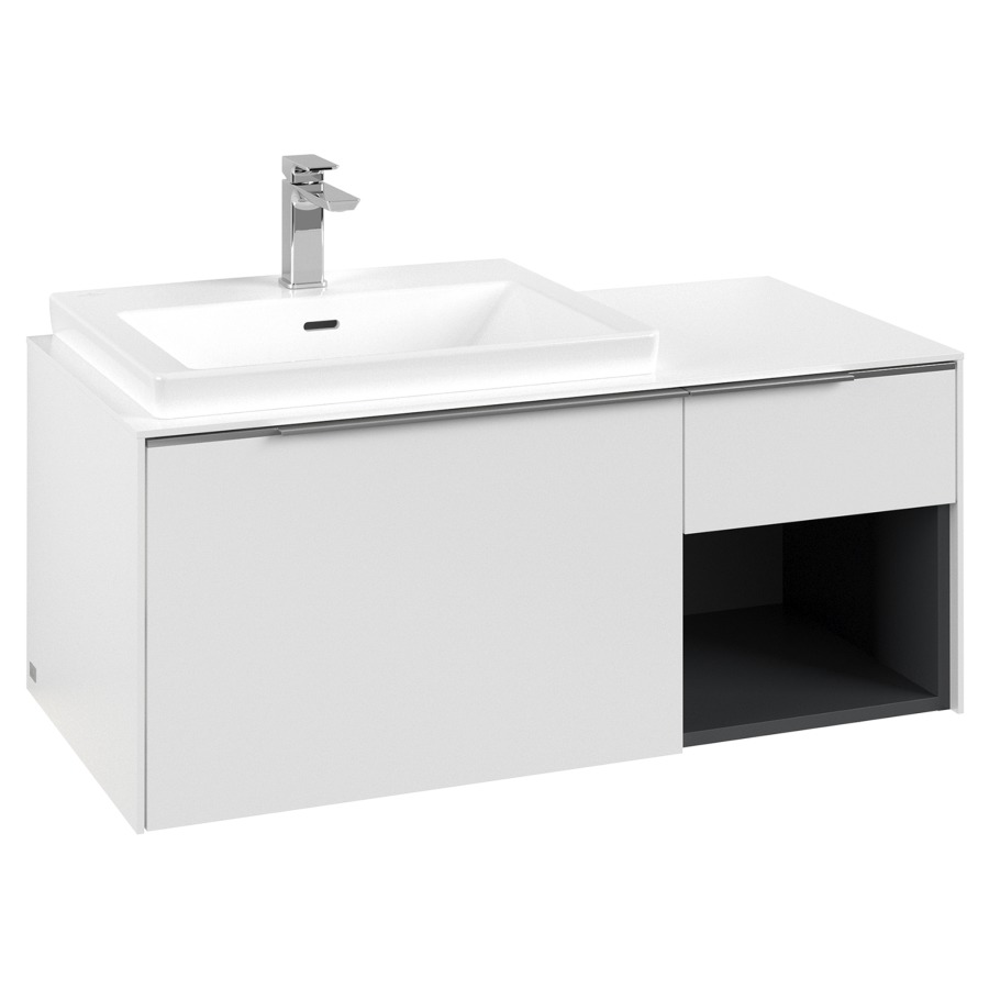 Élément inférieur SUBWAY 3.0
100,1 x 42,25 x 51,6 cm
pour lavabo Subway 3.0 60 cm,
2 éléments à chacun
1 tiroir, niche ouverte à
droite, avec éclairage LED