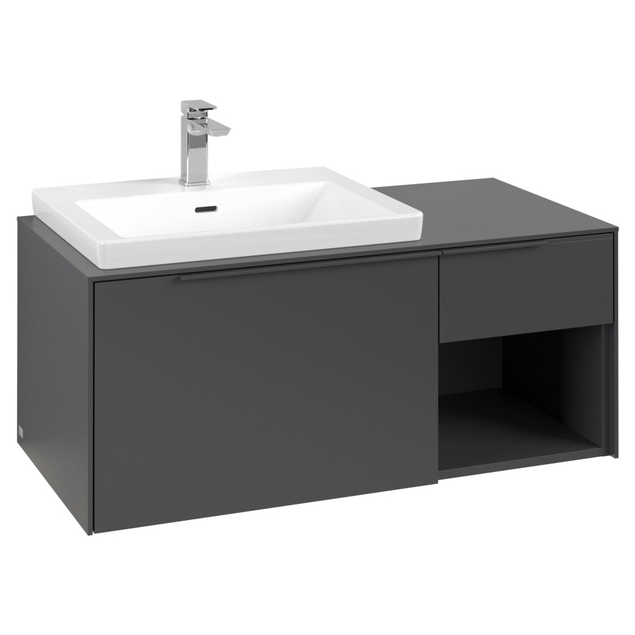 Élément inférieur SUBWAY 3.0
100,1 x 42,25 x 51,6 cm
pour lavabo Subway 3.0 60 cm,
2 éléments à chacun
1 tiroir, niche ouverte à
droite, avec éclairage LED
