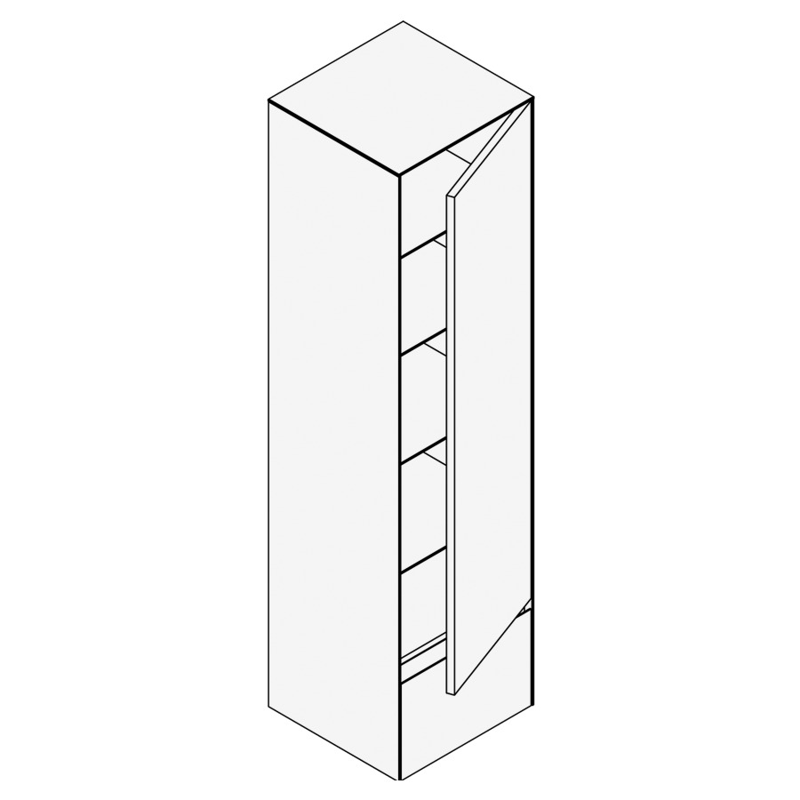 Armoire haute KARMA CERAM
41,5 x 160,0 x 40,0 cm
1 porte, charnière à droite
1 tiroir, 4 tablettes en
verre