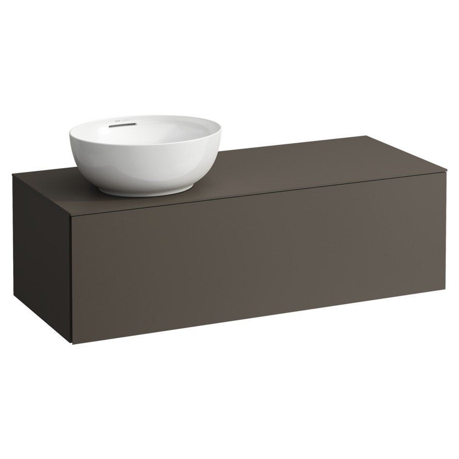 Élément inférieur
ILBAGNOALESSI
120,0 x 37,0 x 50,0 cm
élément à 1 tiroir
avec plaque de recouvrement
HPL de 6 mm en couleur corpus
pour lavabo à poser
234 074-077, découpe à gauche