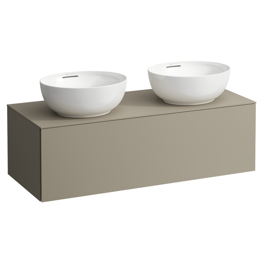 Élément inférieur
ILBAGNOALESSI
120,0 x 37,0 x 50,0 cm
élément à 1 tiroir
avec plaque de recouvrement
HPL de 6 mm en couleur corpus
pour lavabo à poser
234 074/075, 2 découpes