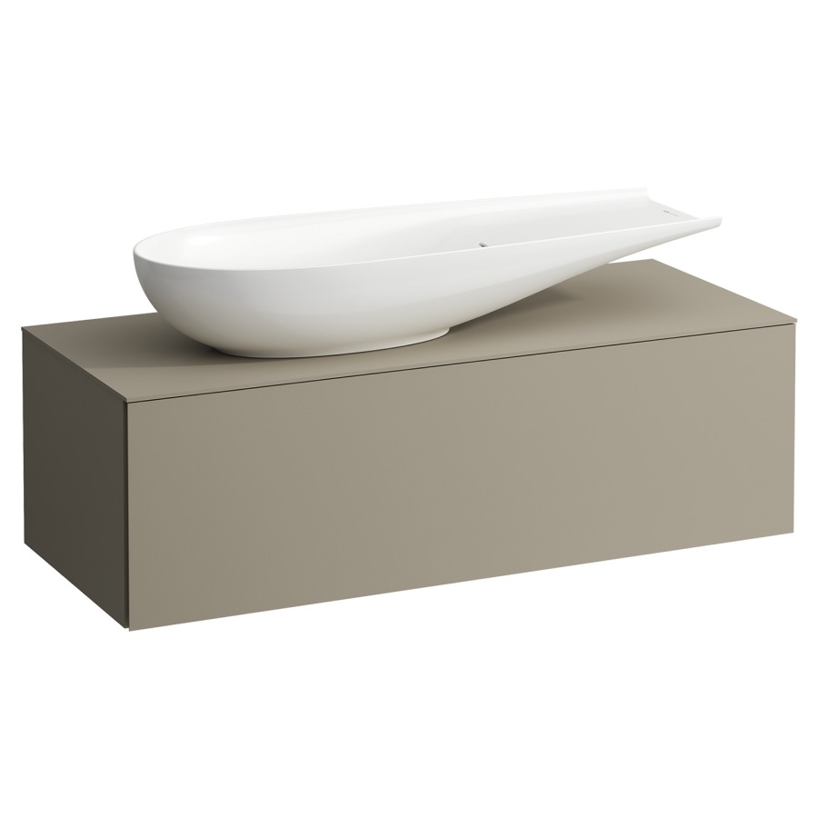 Élément inférieur
ILBAGNOALESSI
120,0 x 37,0 x 50,0 cm
élément à 1 tiroir
avec plaque de recouvrement
HPL de 6 mm en couleur corpus
pour lavabo à poser
234 077, découpe à gauche