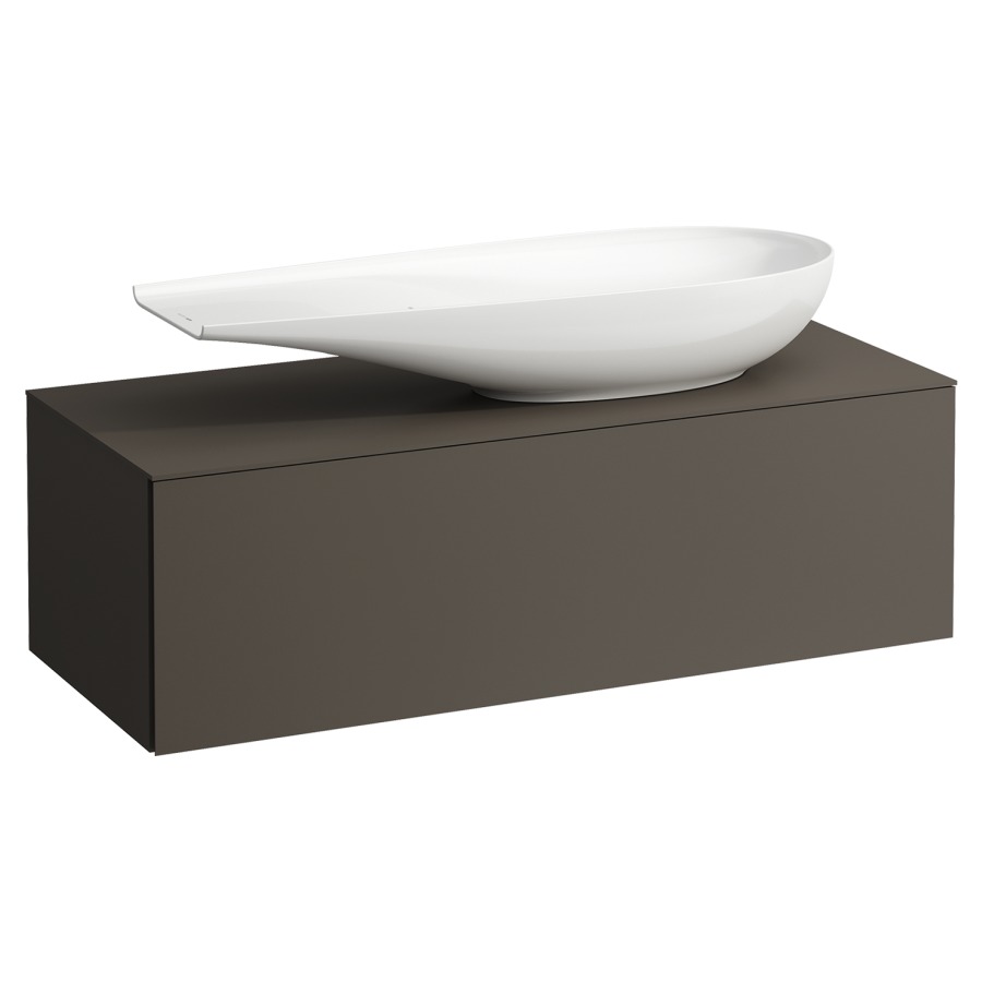 Élément inférieur
ILBAGNOALESSI
120,0 x 37,0 x 50,0 cm
élément à 1 tiroir
avec plaque de recouvrement
HPL de 6 mm en couleur corpus
pour lavabo à poser
234 077, découpe à droite