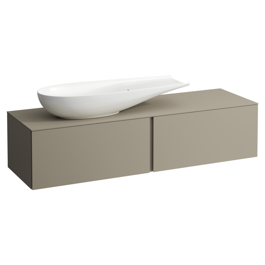 Élément inférieur
ILBAGNOALESSI
160,0 x 37,0 x 50,0 cm
élément à 2 tiroirs
avec plaque de recouvrement
HPL de 6 mm en couleur corpus
pour lavabo à poser
234 073, découpe à gauche