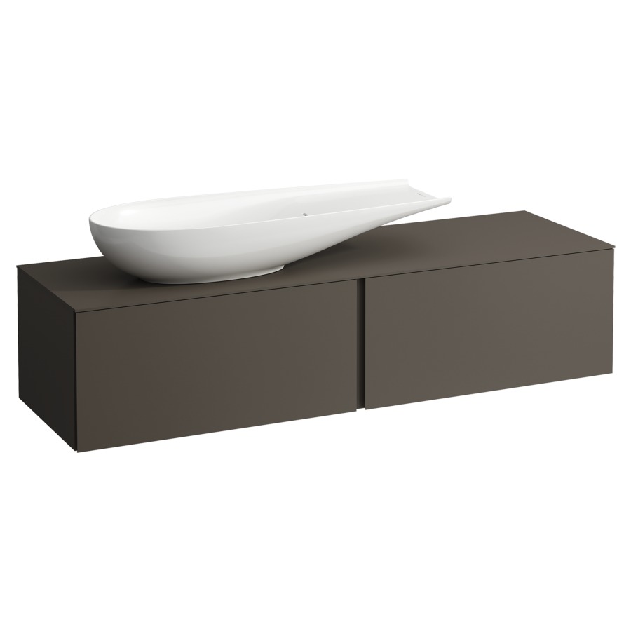 Élément inférieur
ILBAGNOALESSI
160,0 x 37,0 x 50,0 cm
élément à 2 tiroirs
avec plaque de recouvrement
HPL de 6 mm en couleur corpus
pour lavabo à poser
234 073, découpe à gauche
