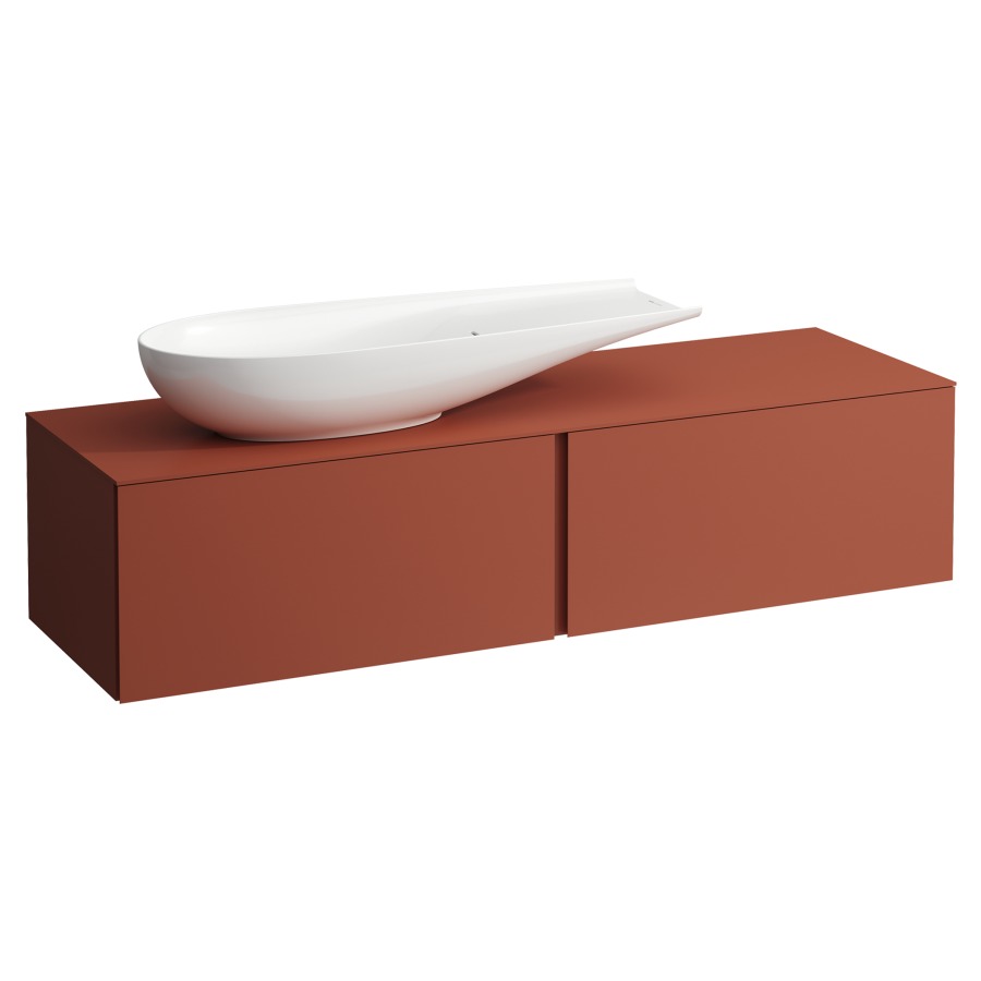Élément inférieur
ILBAGNOALESSI
160,0 x 37,0 x 50,0 cm
élément à 2 tiroirs
avec plaque de recouvrement
HPL de 6 mm en couleur corpus
pour lavabo à poser
234 073, découpe à gauche