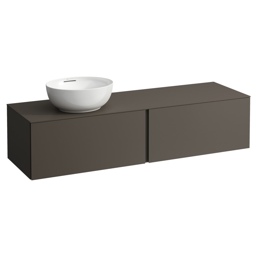 Élément inférieur
ILBAGNOALESSI
160,0 x 37,0 x 50,0 cm
élément à 2 tiroirs
avec plaque de recouvrement
HPL de 6 mm en couleur corpus
pour lavabo à poser
234 074-077, découpe à gauche