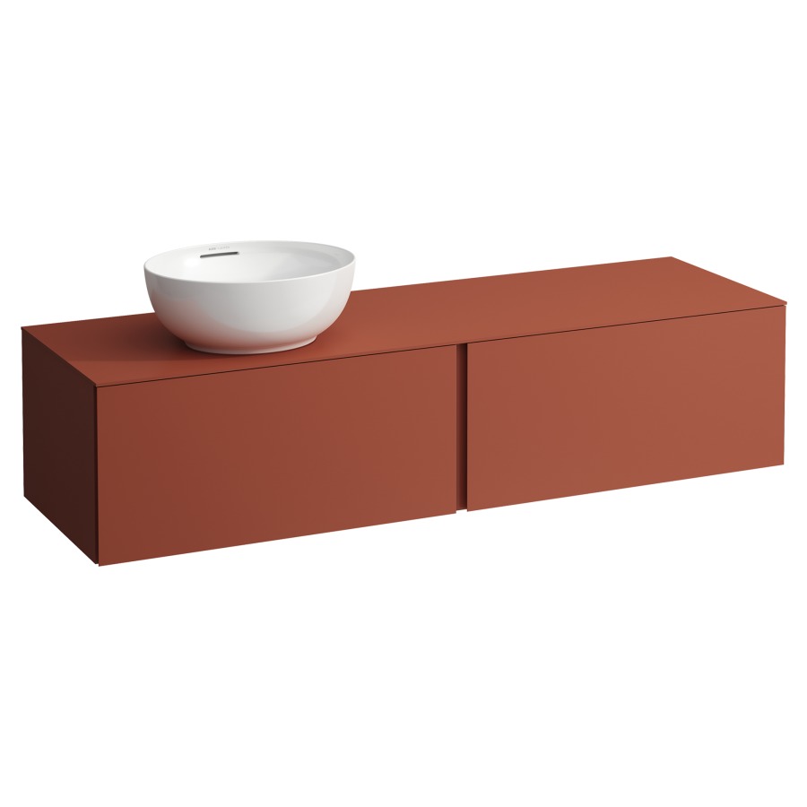 Élément inférieur
ILBAGNOALESSI
160,0 x 37,0 x 50,0 cm
élément à 2 tiroirs
avec plaque de recouvrement
HPL de 6 mm en couleur corpus
pour lavabo à poser
234 074-077, découpe à gauche