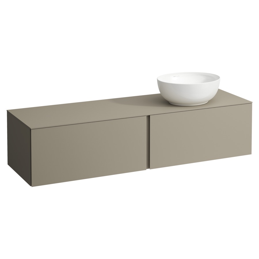 Élément inférieur
ILBAGNOALESSI
160,0 x 37,0 x 50,0 cm
élément à 2 tiroirs
avec plaque de recouvrement
HPL de 6 mm en couleur corpus
pour lavabo à poser
234 074-077, découpe à droite