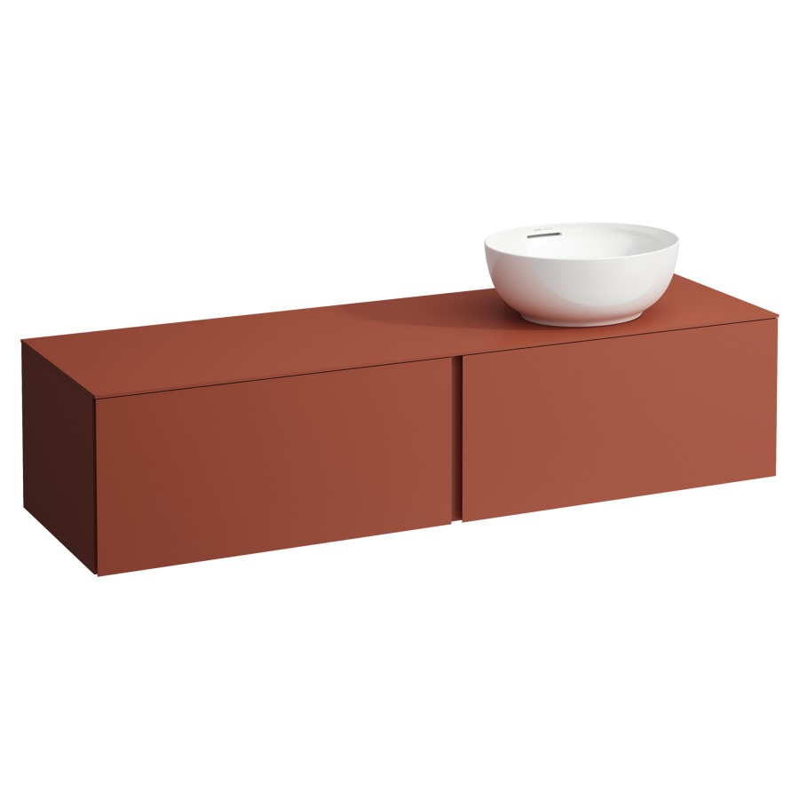 Élément inférieur
ILBAGNOALESSI
160,0 x 37,0 x 50,0 cm
élément à 2 tiroirs
avec plaque de recouvrement
HPL de 6 mm en couleur corpus
pour lavabo à poser
234 074-077, découpe à droite