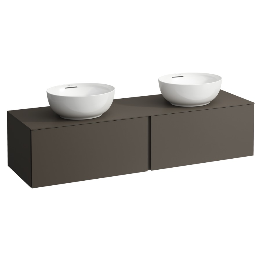 Élément inférieur
ILBAGNOALESSI
160,0 x 37,0 x 50,0 cm
élément à 2 tiroirs
avec plaque de recouvrement
HPL de 6 mm en couleur corpus
pour lavabo à poser
234 074-077, 2 découpes