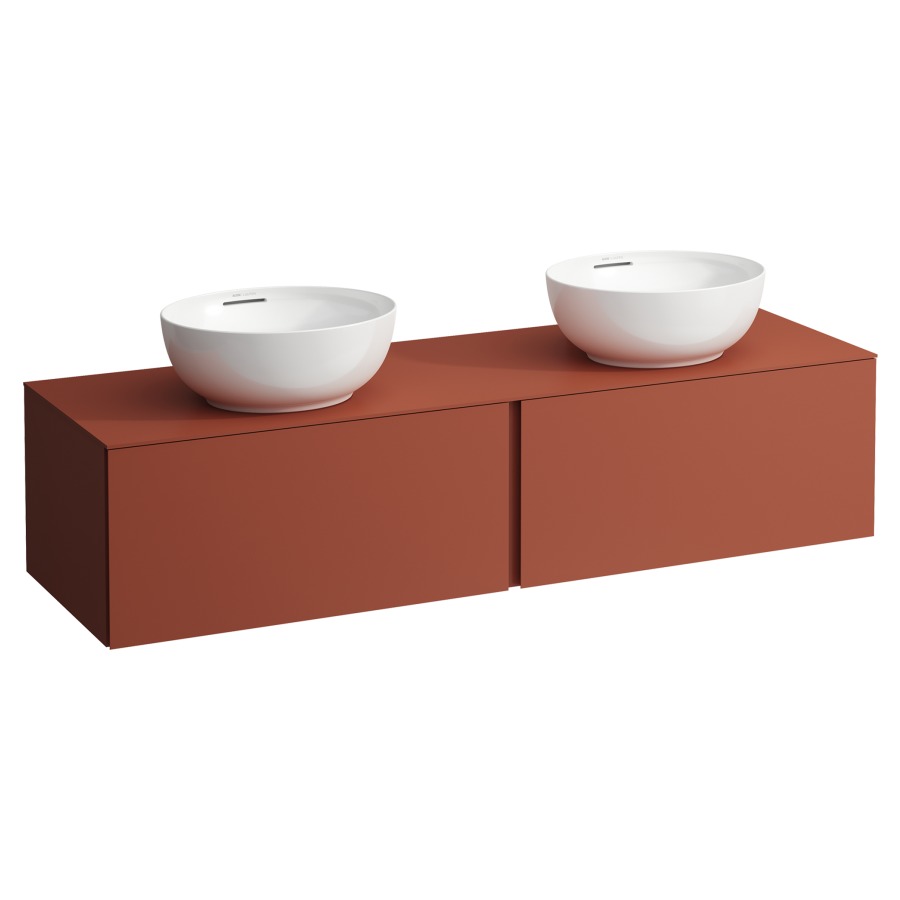 Élément inférieur
ILBAGNOALESSI
160,0 x 37,0 x 50,0 cm
élément à 2 tiroirs
avec plaque de recouvrement
HPL de 6 mm en couleur corpus
pour lavabo à poser
234 074-077, 2 découpes