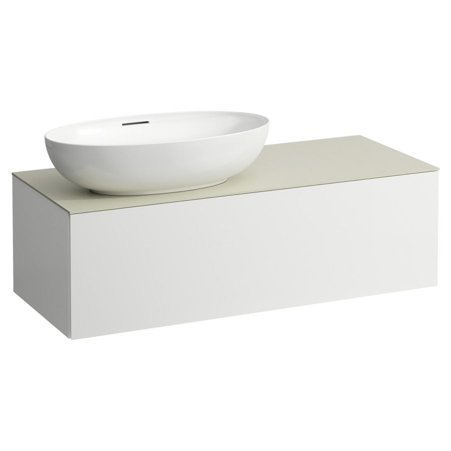 Élément inférieur
ILBAGNOALESSI
120,0 x 37,0 x 50,0 cm
élément à 1 tiroir
avec plaque de recouvrement
de 6 mm céramique Calce Avorio
pour lavabo à poser
234 076/077, découpe à gauche